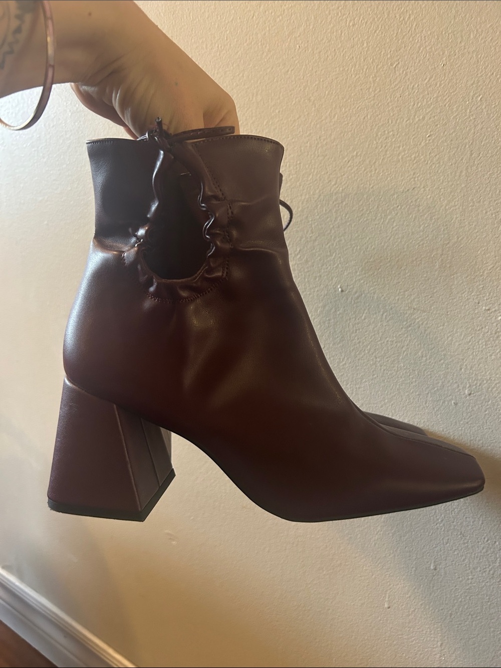Alohas purple block heel boots